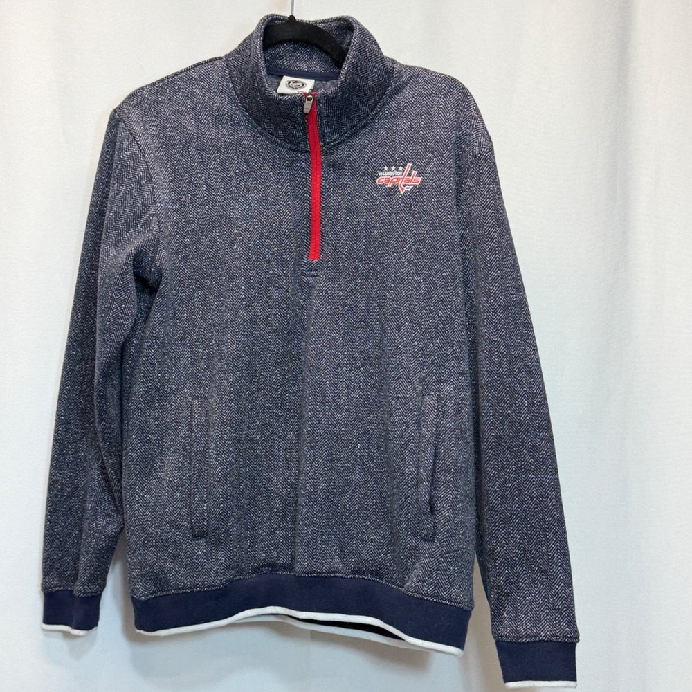 Washington Capitals NHL Womens Medium 8 10 Quarter Zip Pullover Herringbone Blue